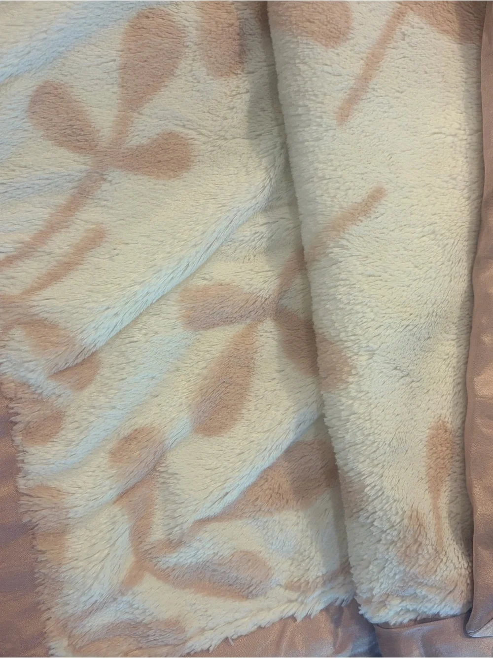 Little Giraffe Cream & Blush Botanical Plush Blanket with Satin Trim